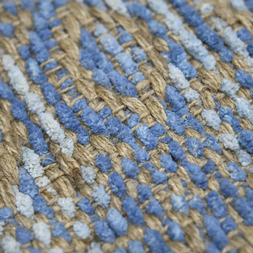 Blue and Brown Geometric Flatweave Handmade Area Rug Photo 9
