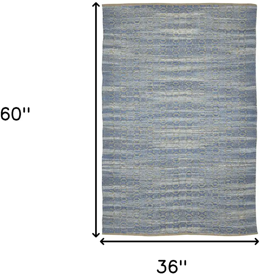 Blue and Brown Geometric Flatweave Handmade Area Rug Photo 7