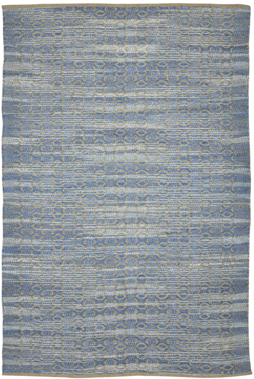Blue and Brown Geometric Flatweave Handmade Area Rug Photo 1