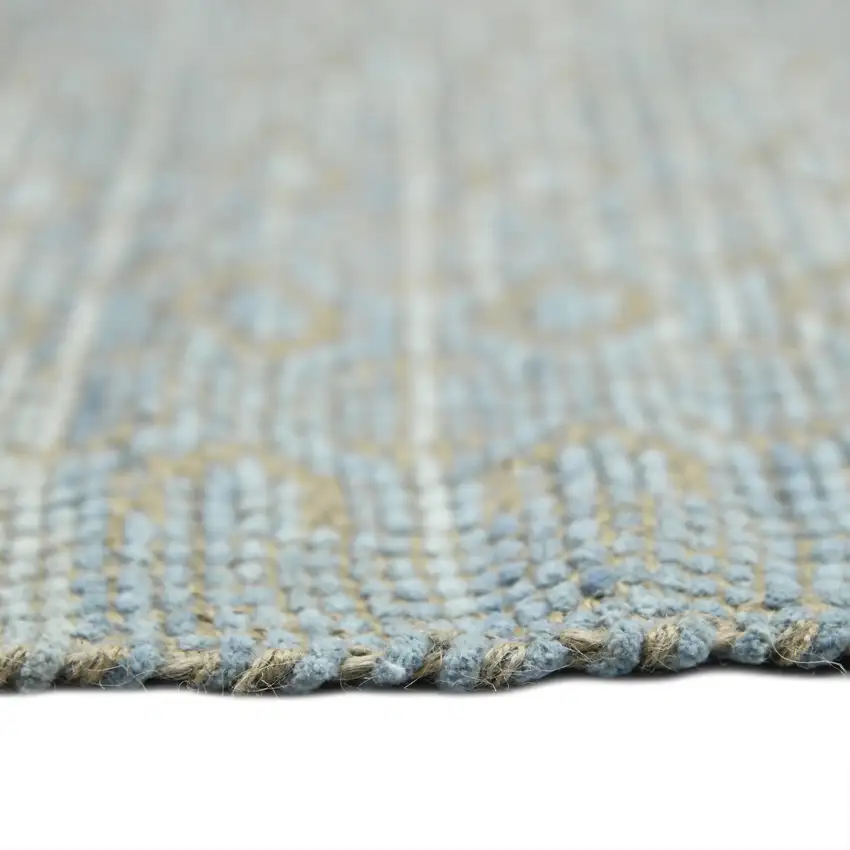 Blue and Brown Geometric Flatweave Handmade Area Rug Photo 3