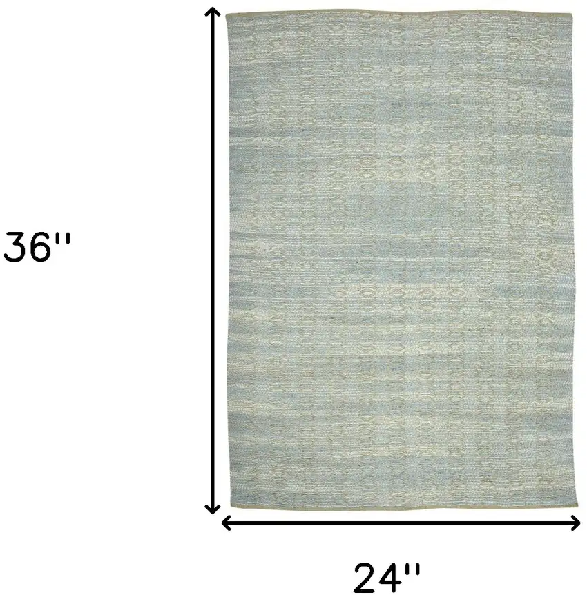 Blue and Brown Geometric Flatweave Handmade Area Rug Photo 7