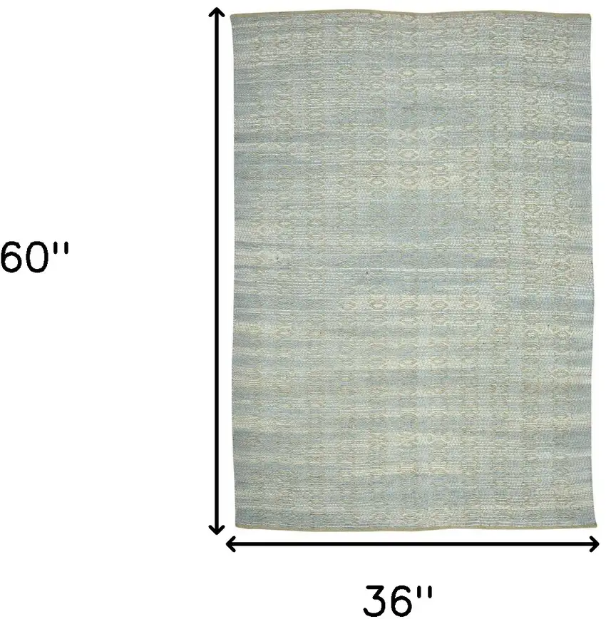Blue and Brown Geometric Flatweave Handmade Area Rug Photo 7