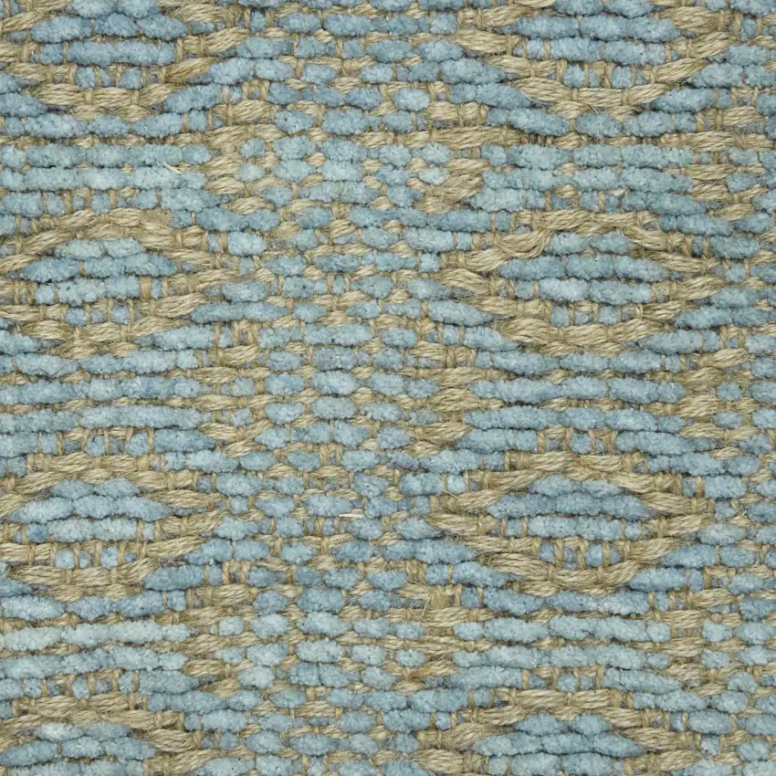 Light Blue And Tan Jute Geometric Flatweave Handmade Area Rug Photo 8