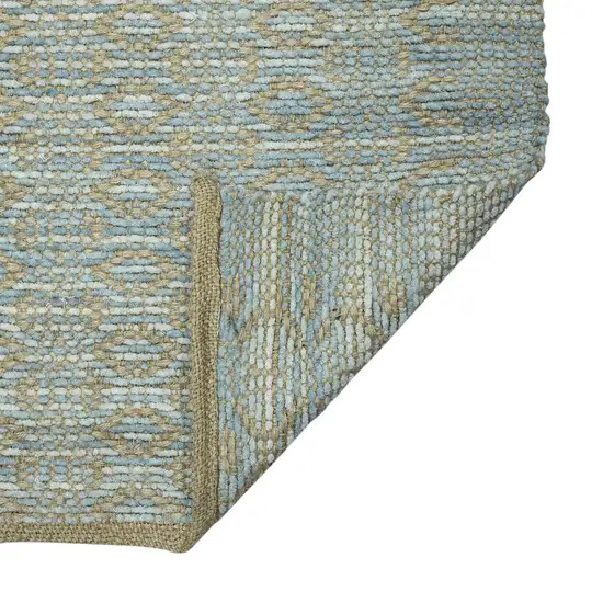 Light Blue And Tan Jute Geometric Flatweave Handmade Area Rug Photo 6