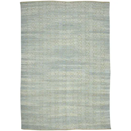 Light Blue And Tan Jute Geometric Flatweave Handmade Area Rug Photo 2