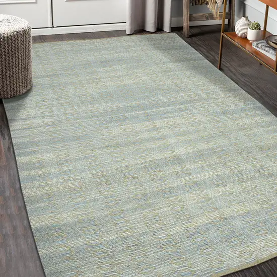 Light Blue And Tan Jute Geometric Flatweave Handmade Area Rug Photo 7