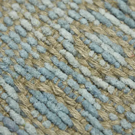 Light Blue And Tan Jute Geometric Flatweave Handmade Area Rug Photo 9