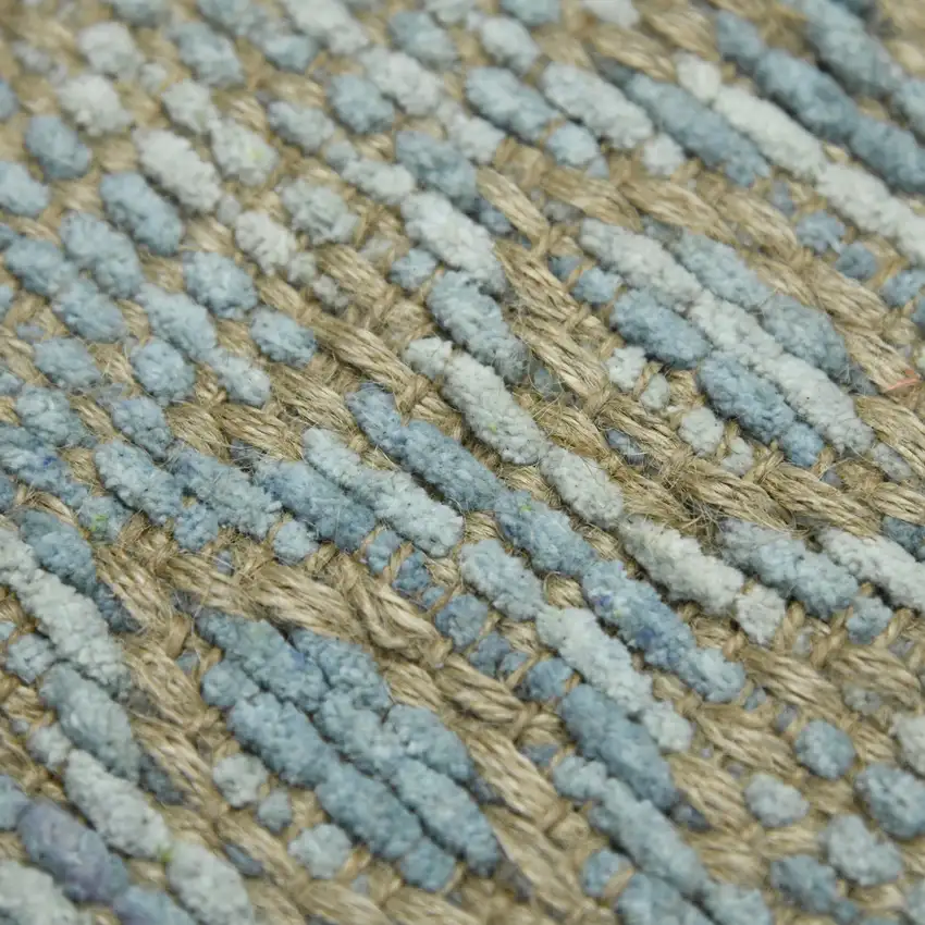 Light Blue And Tan Jute Geometric Flatweave Handmade Area Rug Photo 9