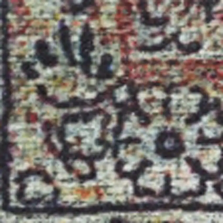 5' X 7' Blue and Brown Oriental Power Loom Distressed Washable Non Skid Area Rug Photo 3