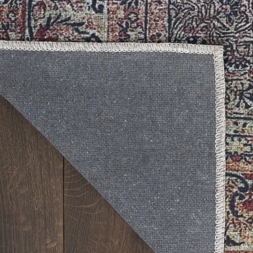 Blue and Brown Oriental Power Loom Distressed Washable Non Skid Area Rug Photo 5