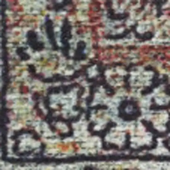 Blue and Brown Oriental Power Loom Distressed Washable Non Skid Area Rug Photo 3