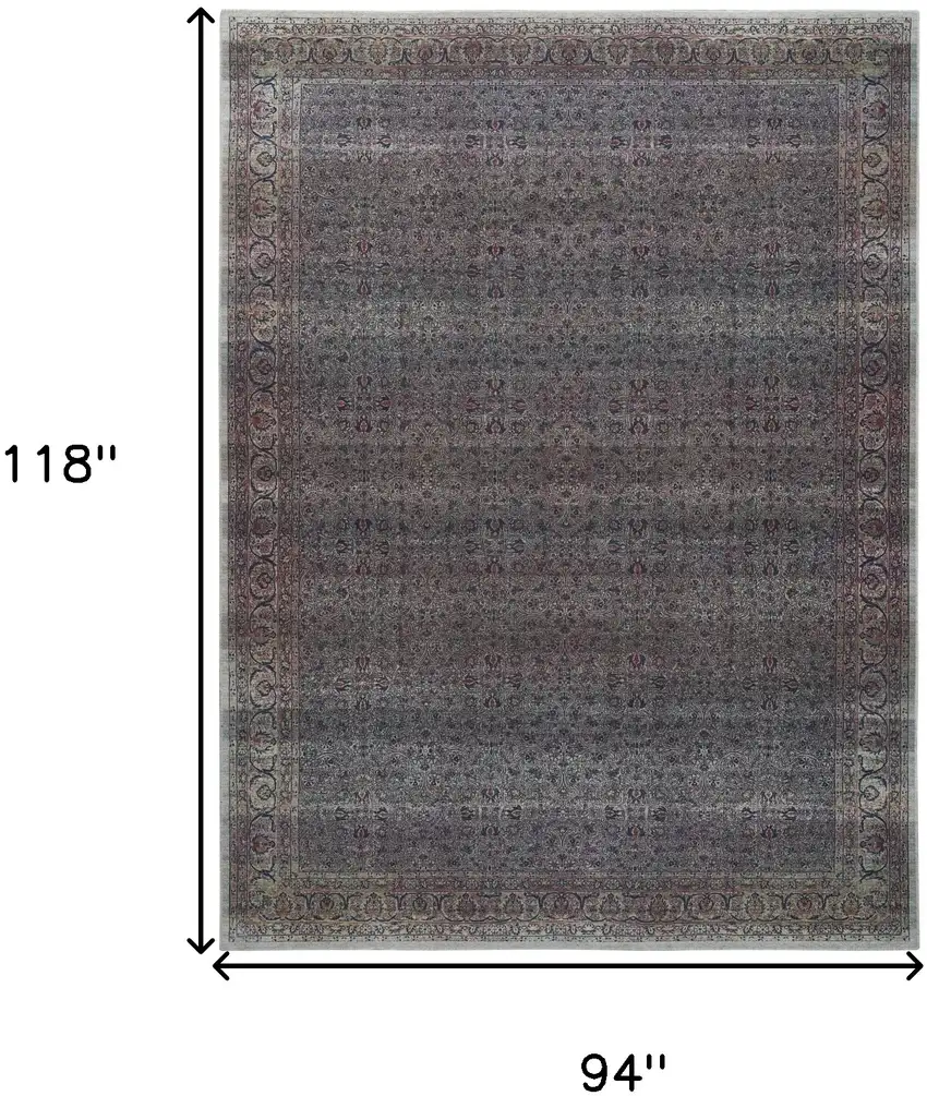 Blue and Brown Oriental Power Loom Distressed Washable Non Skid Area Rug Photo 10