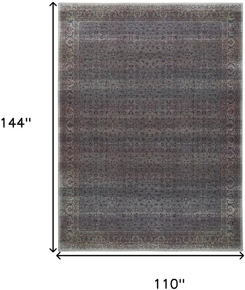Blue and Brown Oriental Power Loom Distressed Washable Non Skid Area Rug Photo 10