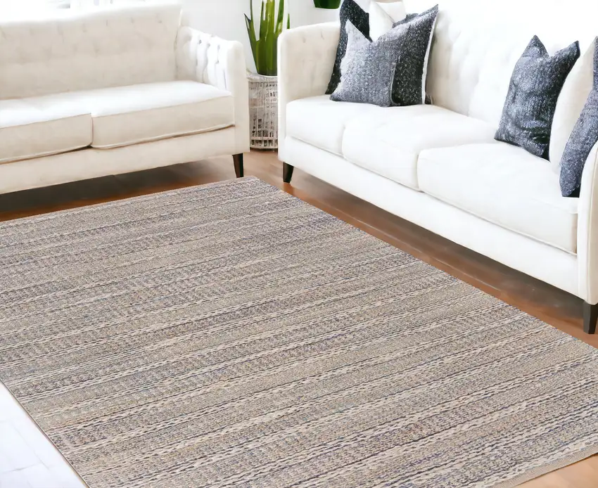 Blue and Cream Braided Jute Area Rug Photo 1