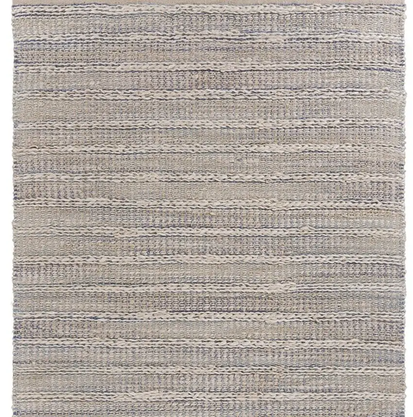 Blue and Cream Braided Jute Area Rug Photo 8
