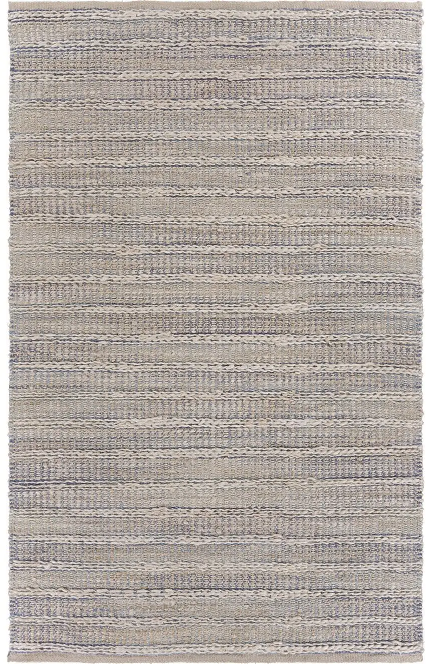 Blue and Cream Braided Jute Area Rug Photo 1
