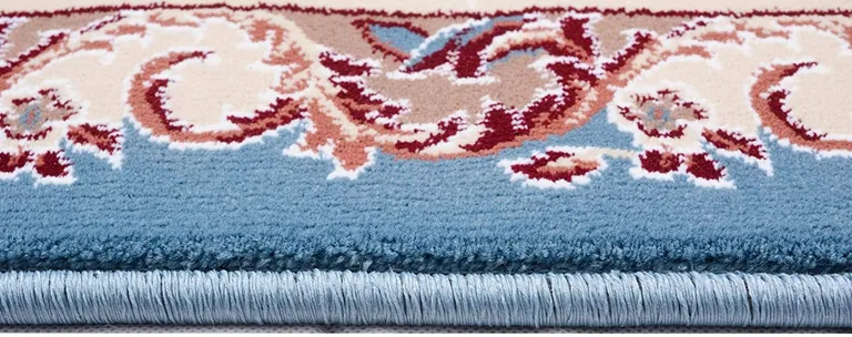 Blue and Cream Embellished Area Rug Photo 1