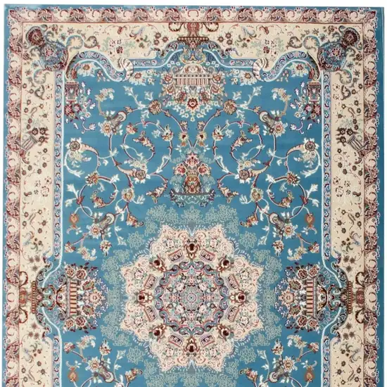 Blue and Ivory Oriental Power Loom Area Rug Photo 6