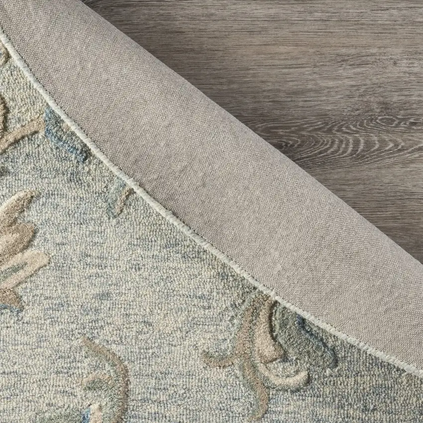 Blue and Cream Filigree Area Rug Photo 5