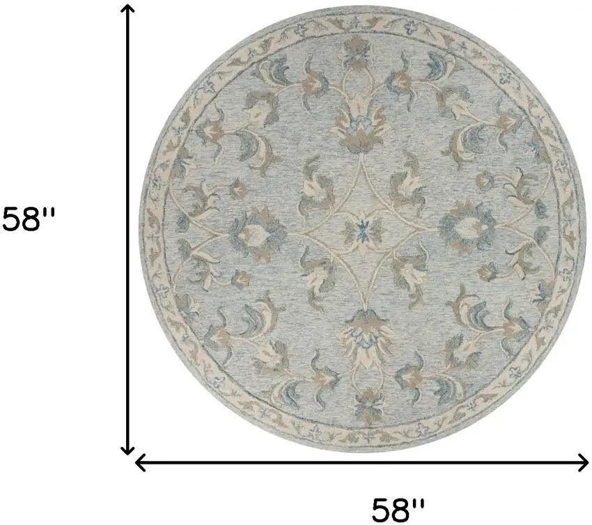 Blue and Cream Filigree Area Rug Photo 7