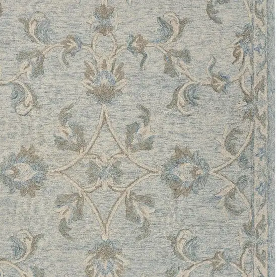 Blue And Ivory Wool Hand Tufted Area Rug Photo 3