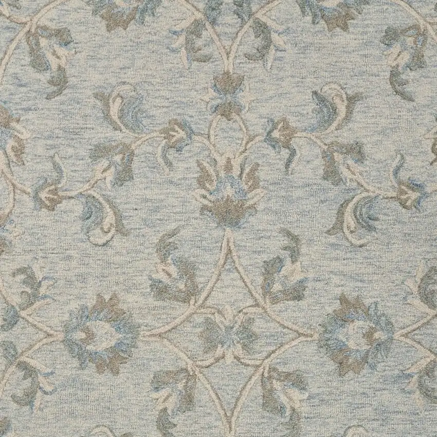 Blue And Ivory Wool Hand Tufted Area Rug Photo 9