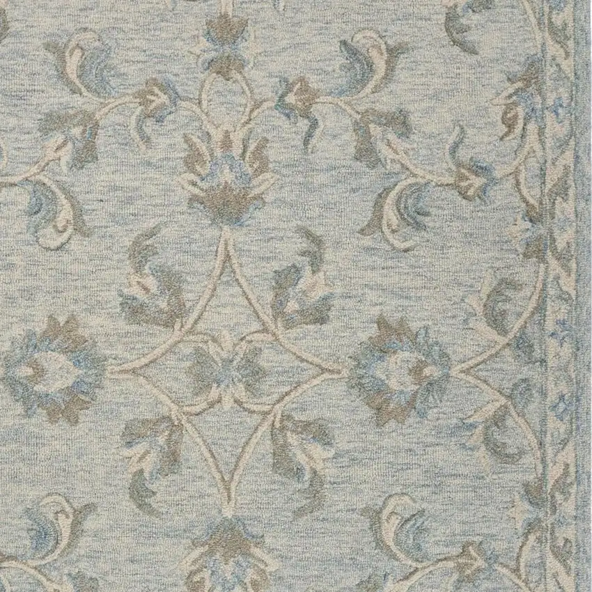 Blue And Ivory Wool Hand Tufted Area Rug Photo 3