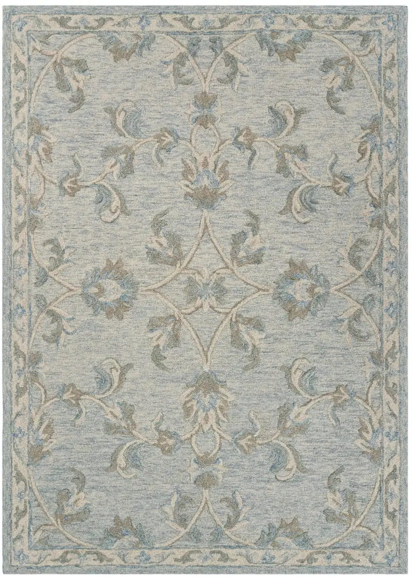 Blue And Ivory Wool Hand Tufted Area Rug Photo 2