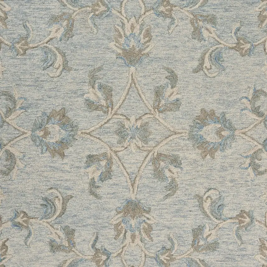 Blue And Ivory Wool Hand Tufted Area Rug Photo 9