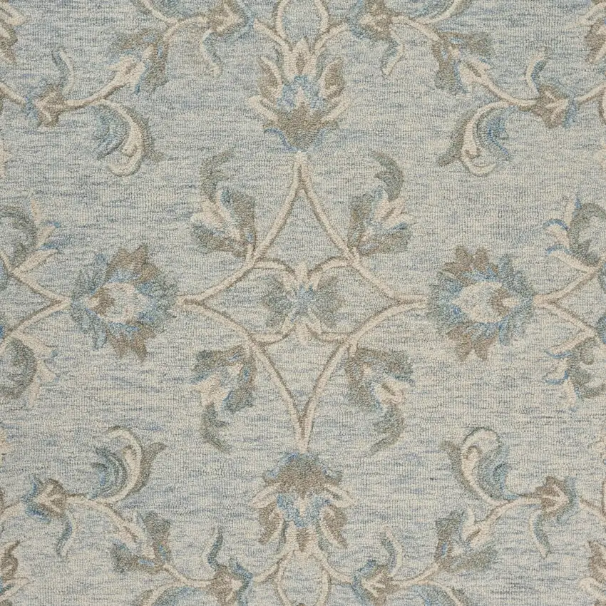 Blue and Cream Filigree Area Rug Photo 2