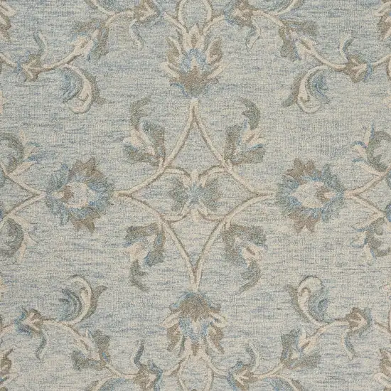 Blue And Ivory Wool Hand Tufted Area Rug Photo 9