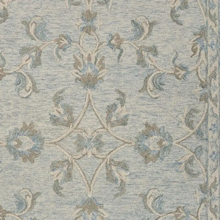Blue And Ivory Wool Hand Tufted Area Rug Photo 3