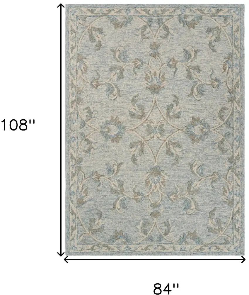 Blue And Ivory Wool Hand Tufted Area Rug Photo 3