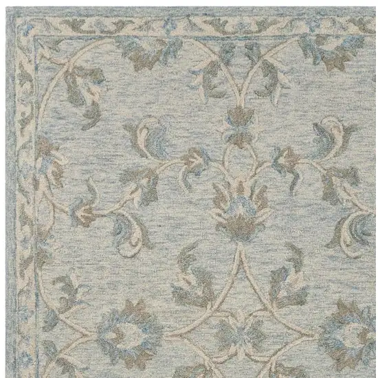 Blue And Ivory Wool Hand Tufted Area Rug Photo 3