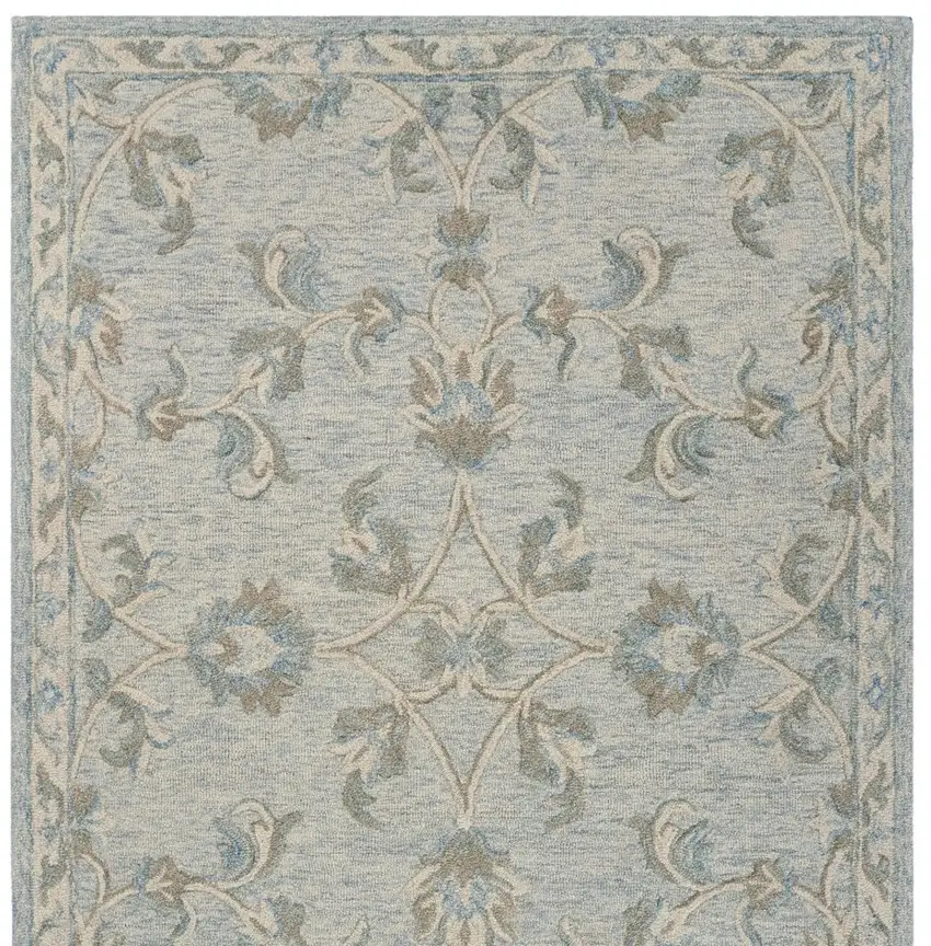 Blue And Ivory Wool Hand Tufted Area Rug Photo 9