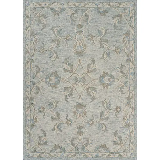 Blue And Ivory Wool Hand Tufted Area Rug Photo 4