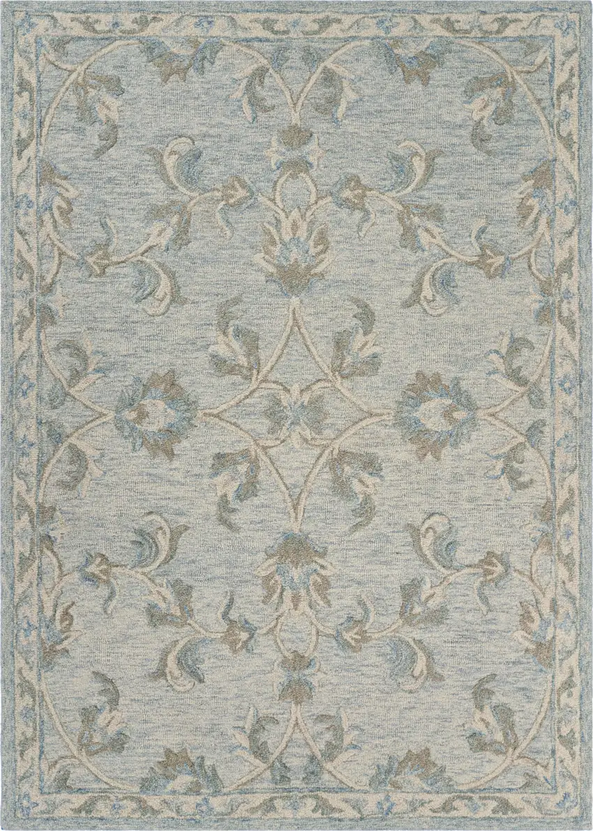 Blue And Ivory Wool Hand Tufted Area Rug Photo 4