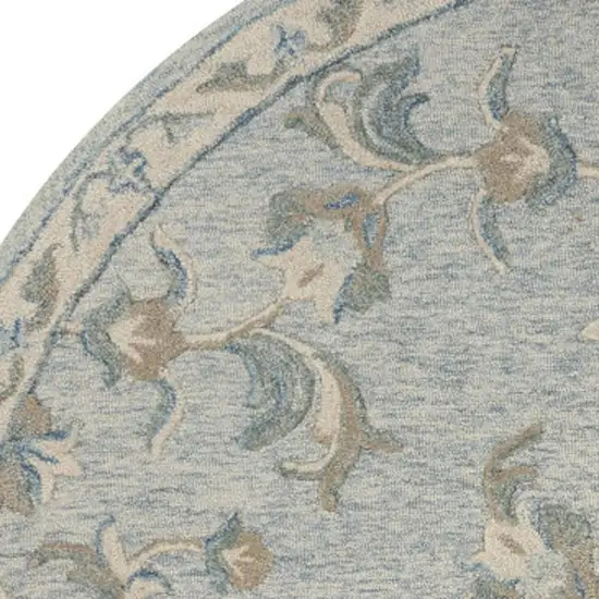 7' Blue And Ivory Round Wool Hand Tufted Area Rug Photo 3