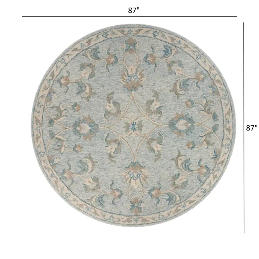 Blue and Cream Filigree Area Rug Photo 7