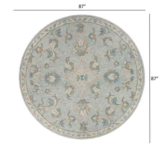 Blue and Cream Filigree Area Rug Photo 7