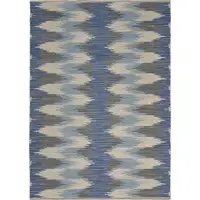 Photo of Blue and Cream Ikat Pattern Area Rug