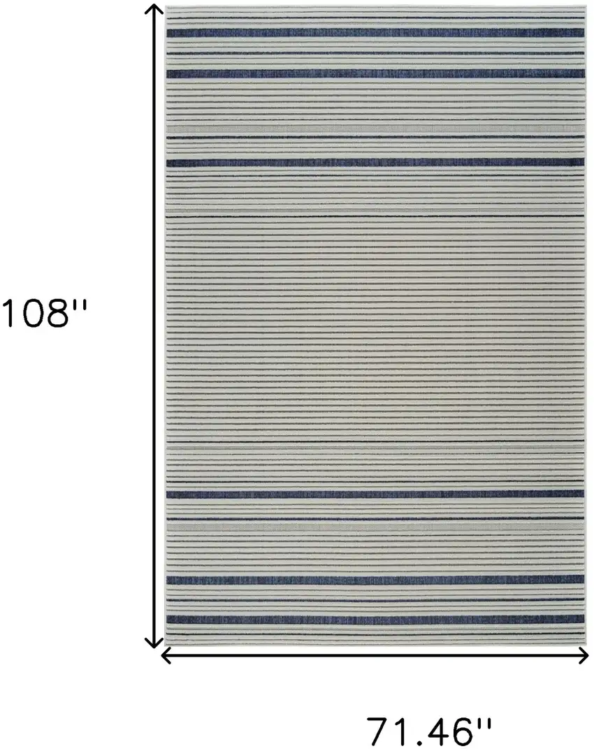 Blue and Cream Striped Distressed Indoor Outdoor Area Rug Photo 3