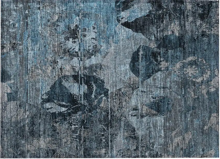 Blue and Dark Blue Abstract Washable Indoor Outdoor Area Rug Photo 4