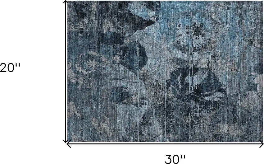 Blue and Dark Blue Abstract Washable Indoor Outdoor Area Rug Photo 3