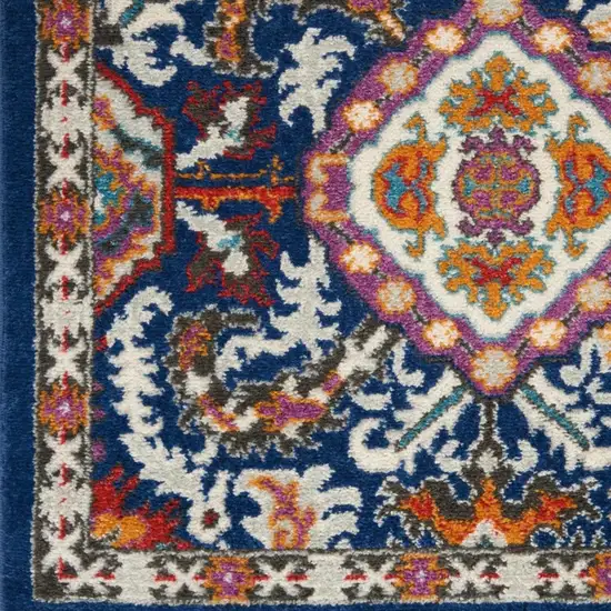 Blue And Ivory Oriental Area Rug Photo 4