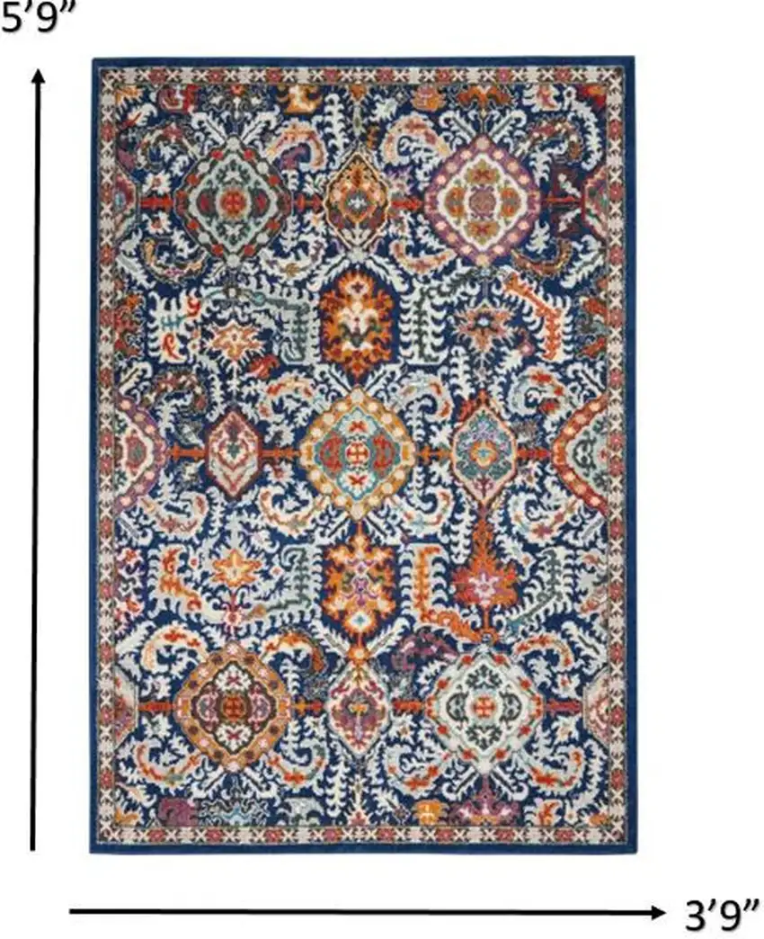 Blue and Gold Intricate Area Rug Photo 6