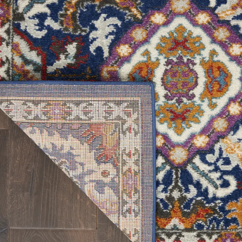 Blue And Ivory Power Loom Area Rug Photo 4