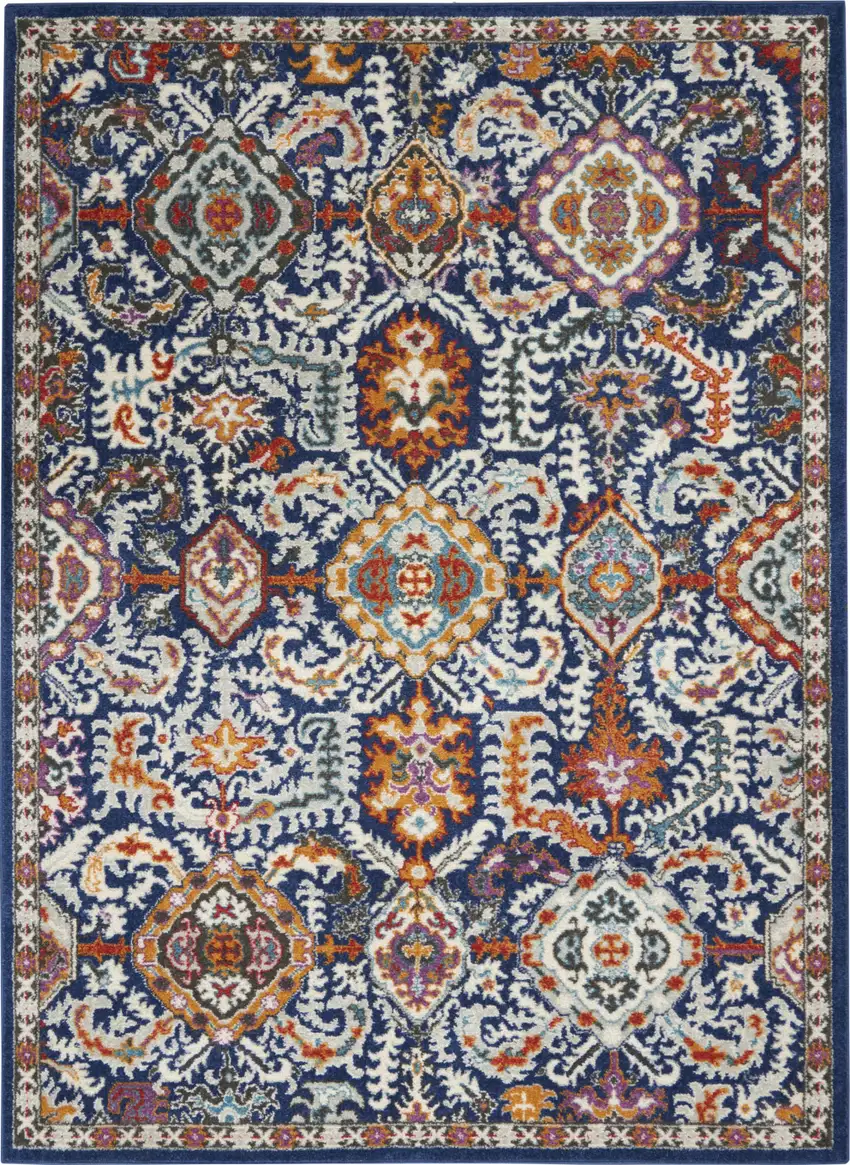 Blue And Ivory Oriental Area Rug Photo 1
