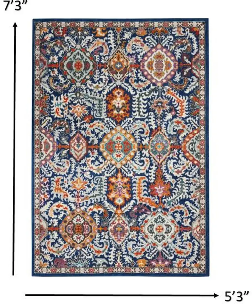 Blue and Gold Intricate Area Rug Photo 6