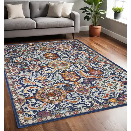 Blue And Ivory Oriental Area Rug Photo 2